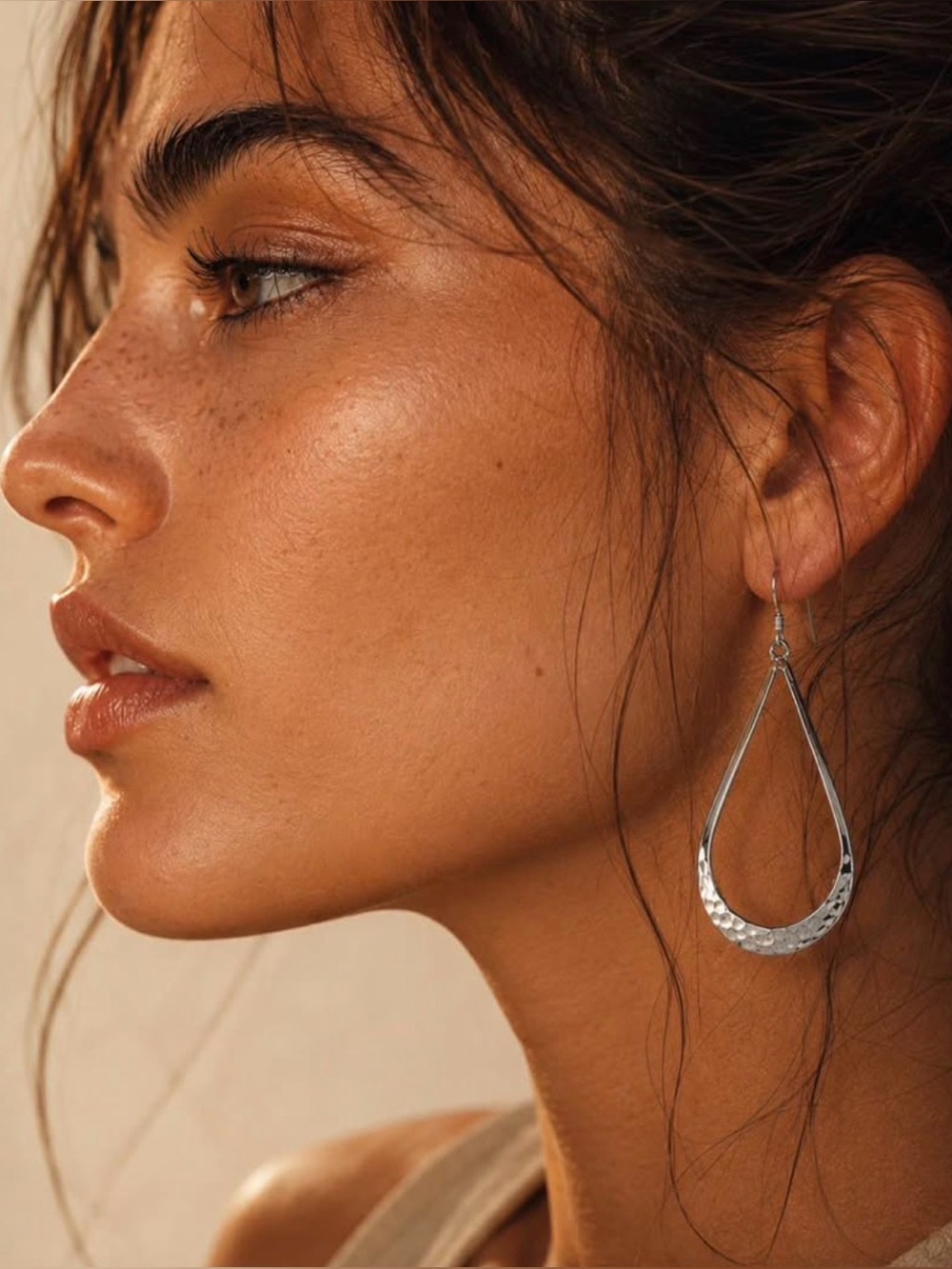 Boho Minimalist | 925 Silver Hammered Teardrop Earrings